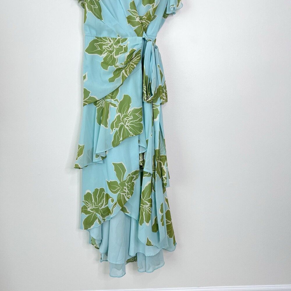 Anthropologie Light Blue Maxi Dress with Olive Floral Print - Picture 5 of 13